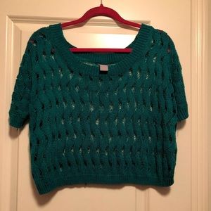 Green knit and lace top